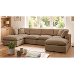 Cotleigh 6-piece U-shaped Modular Corner Sofa | Light Brown