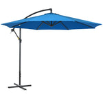 3(m) Cantilever Parasol Banana Umbrella w/ Crank, Cross Base | Blue