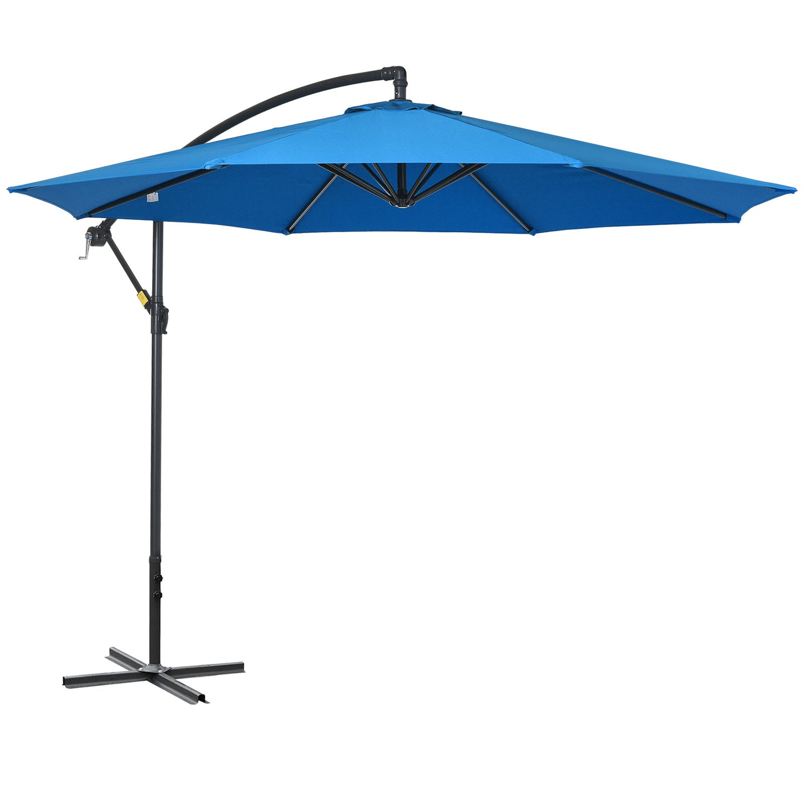 3(m) Cantilever Parasol Banana Umbrella w/ Crank, Cross Base | Blue