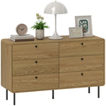 HOMCOM Chest Of Drawers For Bedroom, Modern 6 Drawer Dresser, Oak