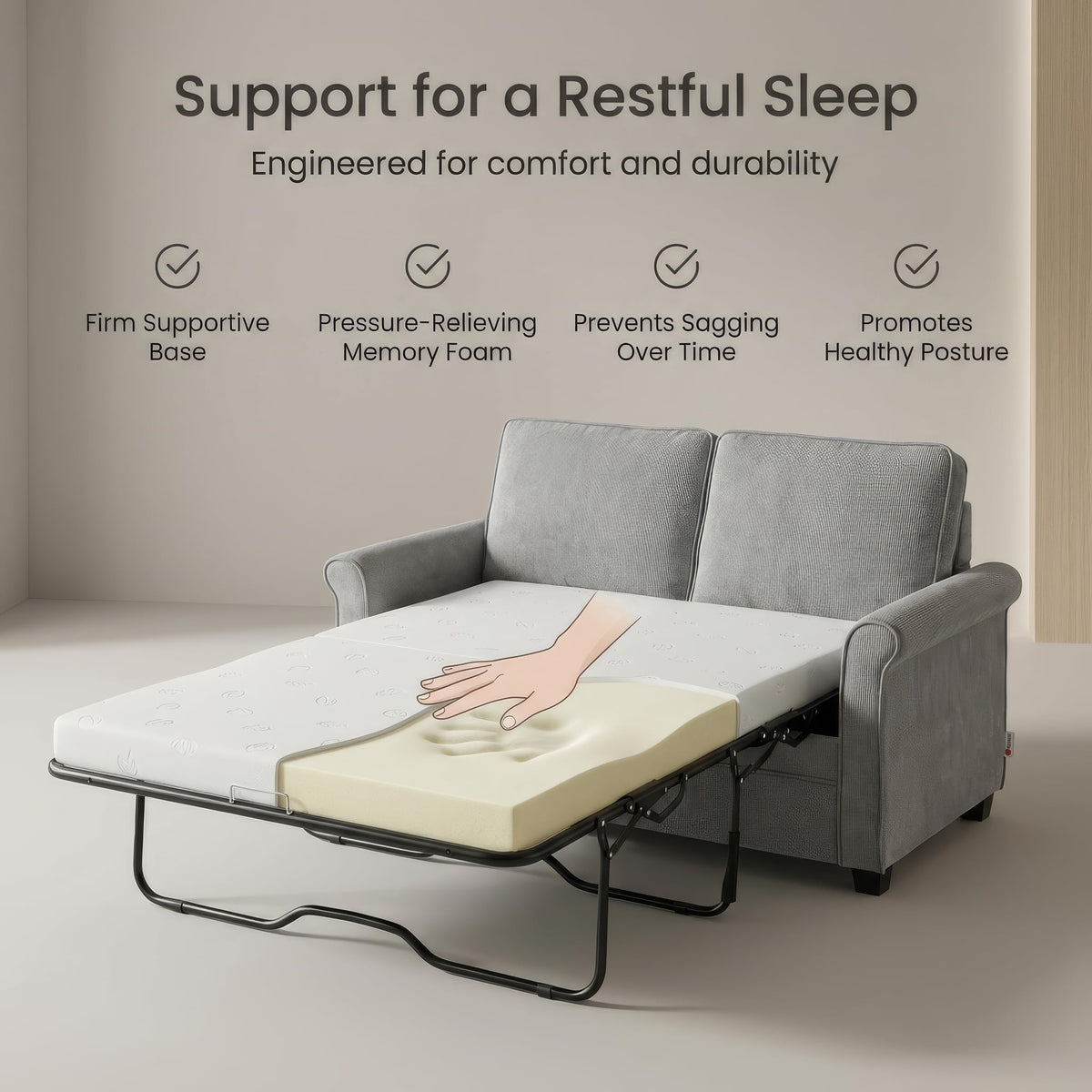 Ramy Corduroy Sofa Bed 2 Seater | Grey