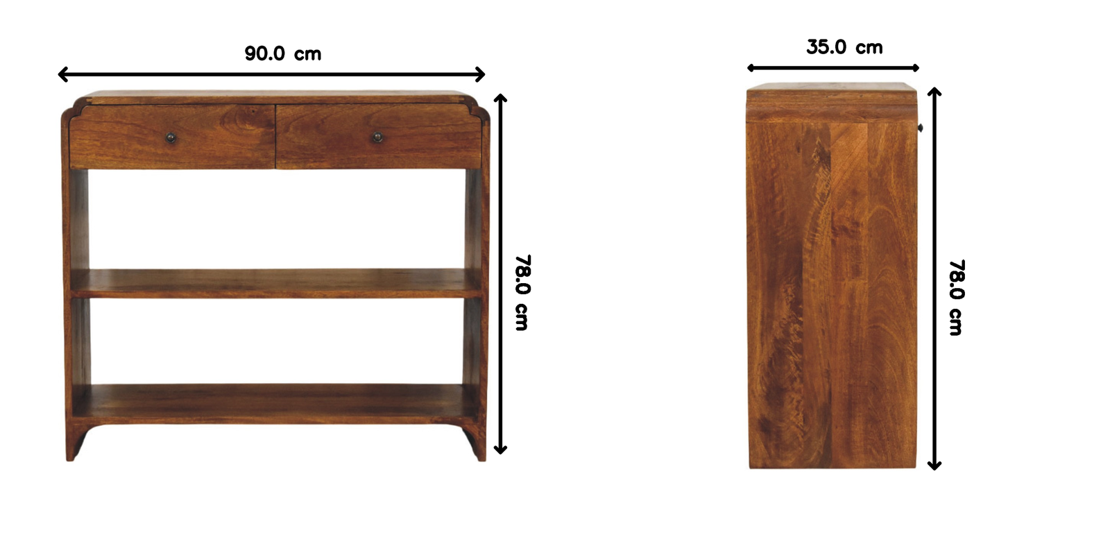 Ellington Console Table, 2 Drawers, 2 Open Shelf, Brown