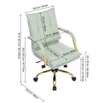 Modern Pu Leather Office Chair With Armrests, Gas Lift Height Adjustment | Light Green