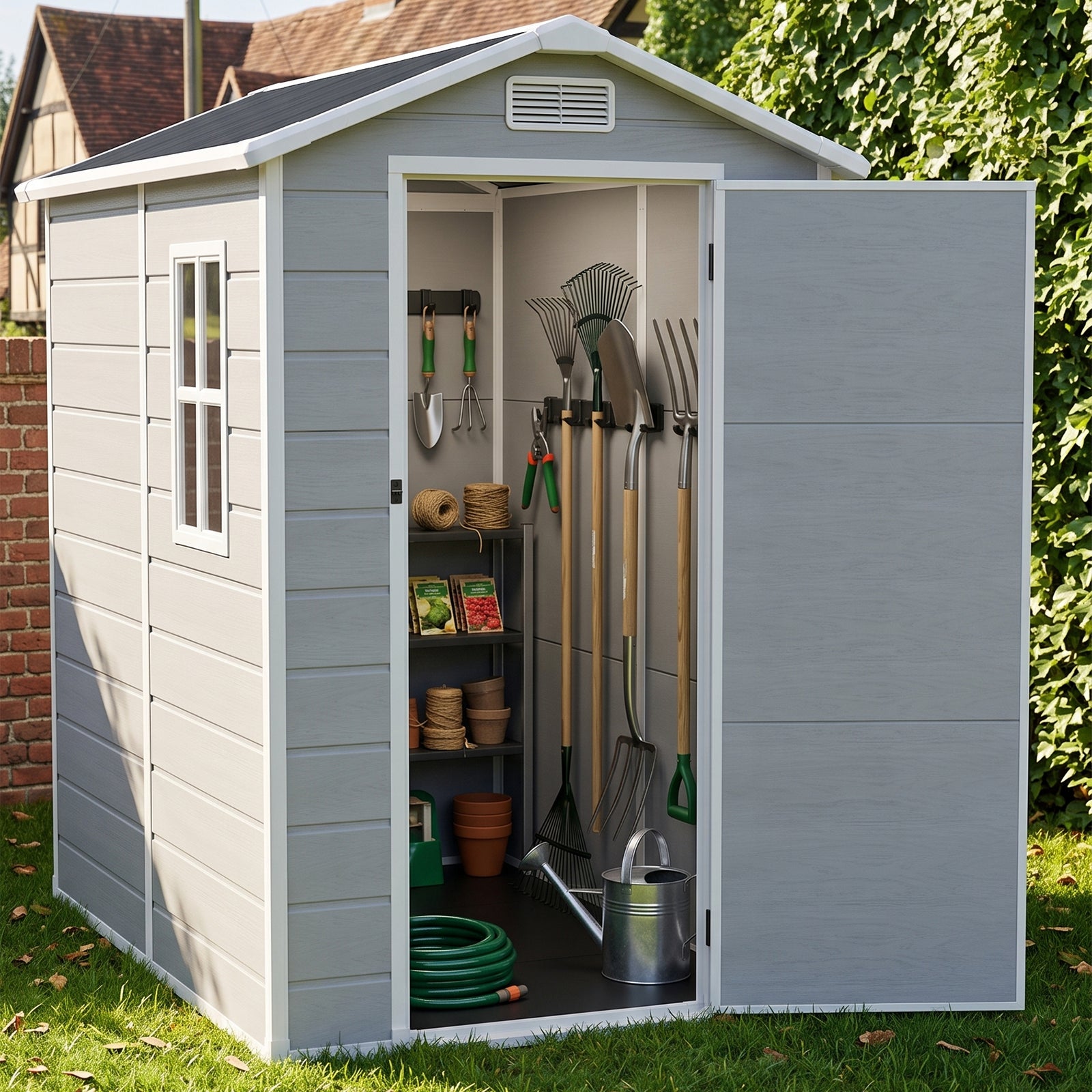4x6 Ft Outdoor Garden Plastic Storage Shed | Grey