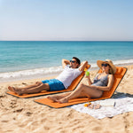 2pc Outdoor Beach Mat Steel Reclining Chair Set W/ Pillow | Orange