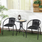 3 Pieces Garden Furniture Set With 2 Stackable Chairs, Black
