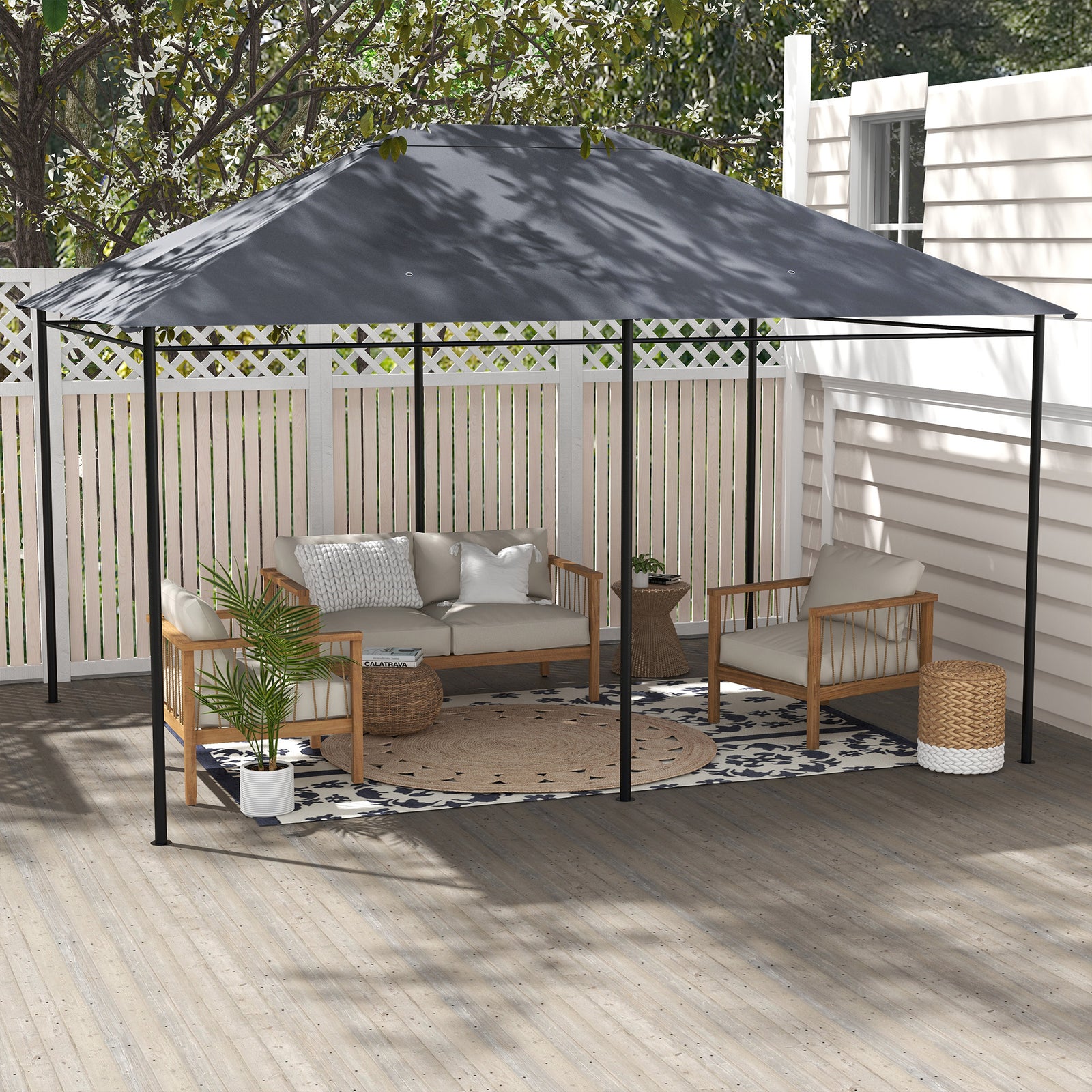 3 X 4m Gazebo Replacement Canopy Cover Gazebo Replacement | Dark Gray