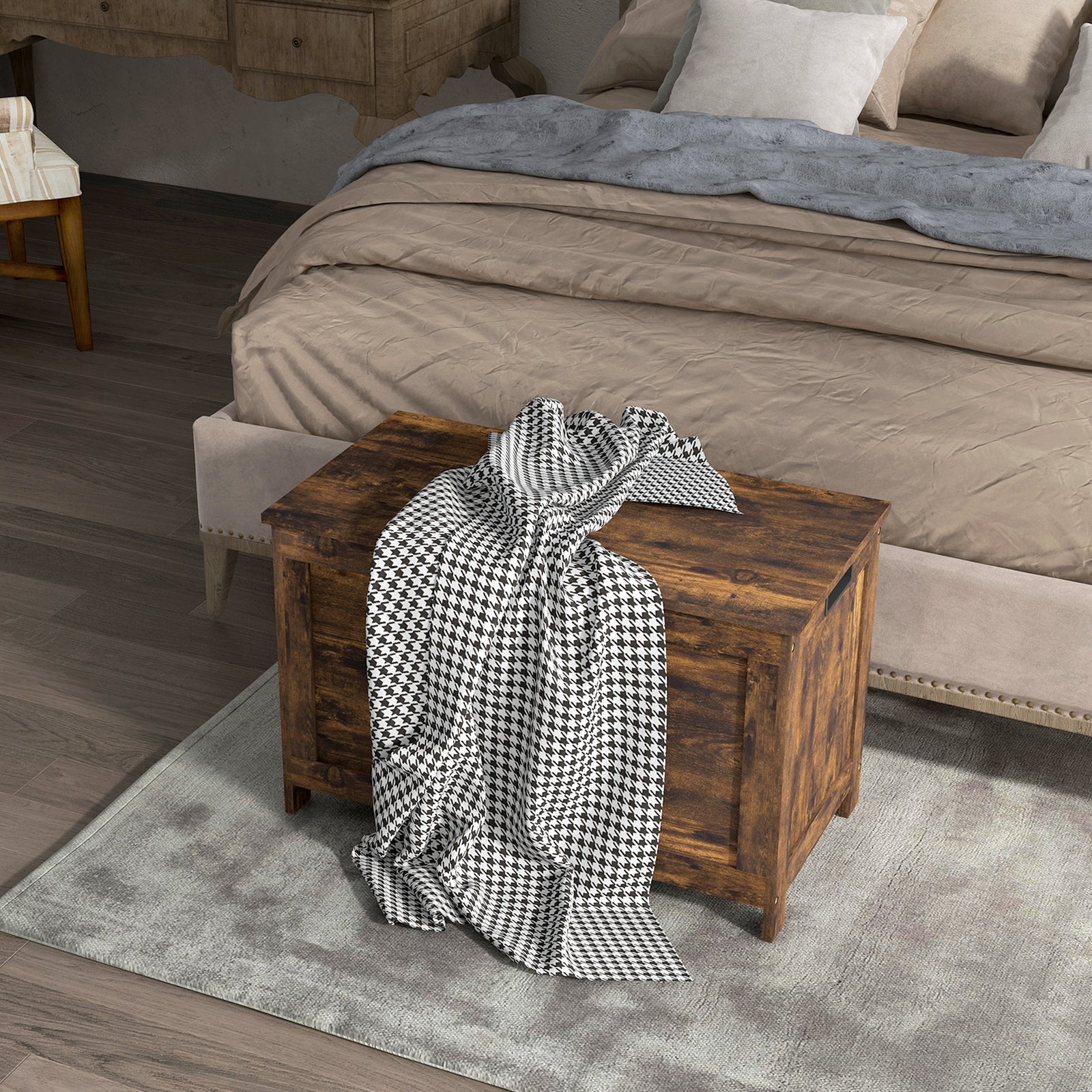 Storage Chest With 2 Safety Hinges, Storage Bench | One Size | Brown