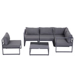 6pcs Outdoor Sectional Sofa Set Conversation Aluminum Frame