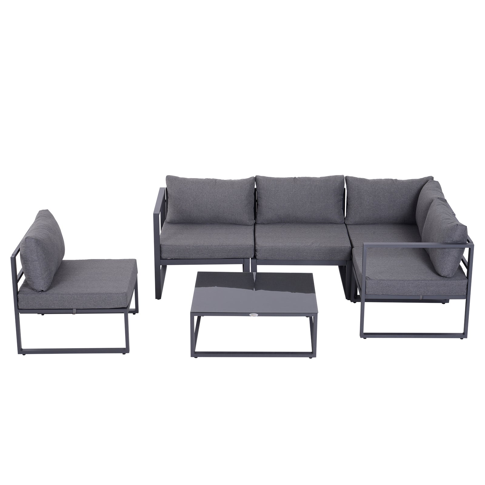 6pcs Outdoor Sectional Sofa Set Conversation Aluminum Frame