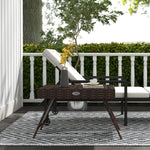 Foldable Outdoor Coffee Table, Steel Rattan Side Table | Brown