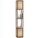 2-light Modern Floor Lamp W/ Shelves, Bedroom | Rustic Brown