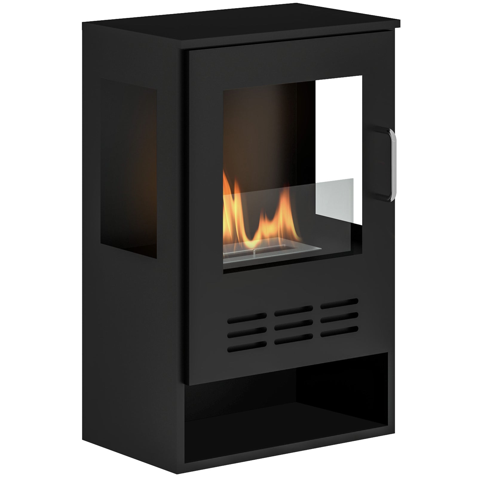 HOMCOM Ethanol Fireplace Stove With Shelf 0.9l Burns For Up To 3.3h