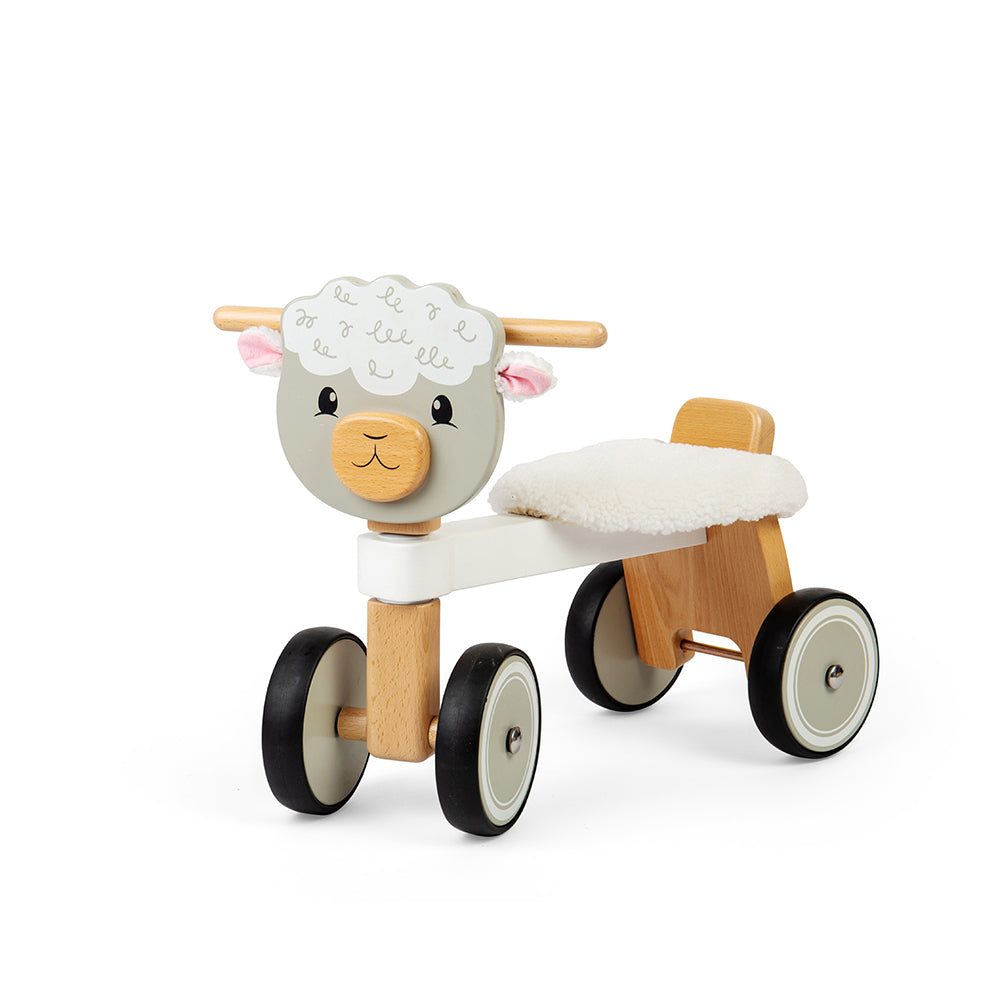 Wooden Ride On Sheep, Sturdy Handlebars And Fluffy Seat