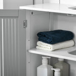 Bathroom Pedestal Under Sink Cabinet With Storage Shelf | One Size | Gray