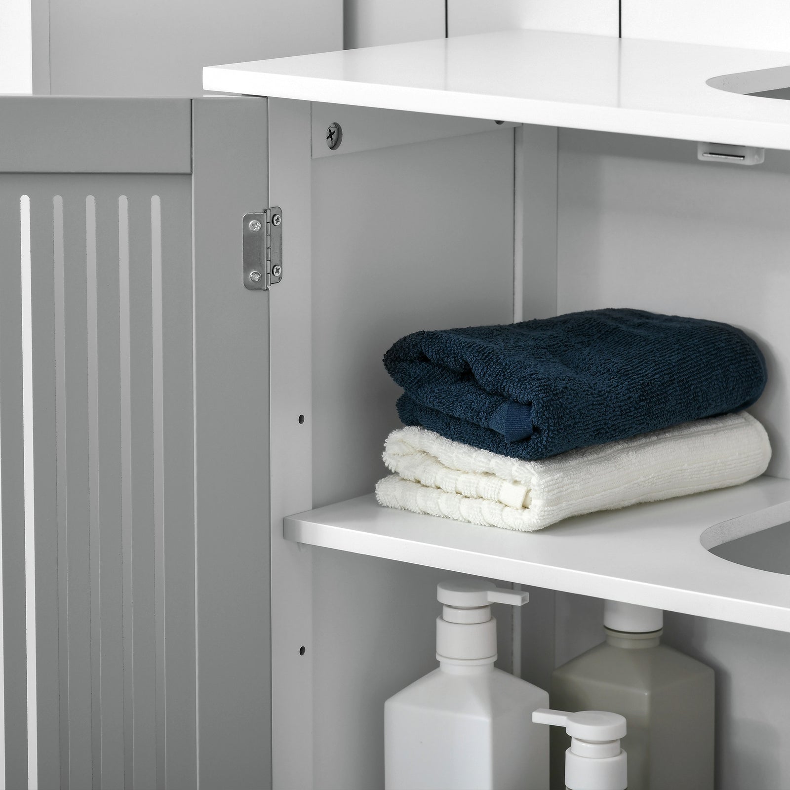 Bathroom Pedestal Under Sink Cabinet With Storage Shelf | One Size | Gray