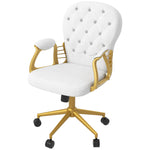 Velour Diamond Tufted Office Chair | Cream