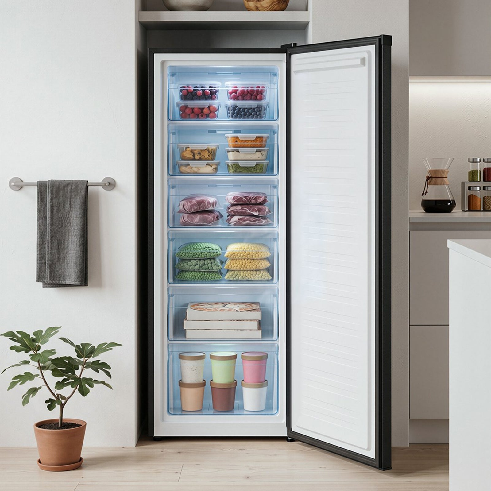 Breeins 175l Black Upright Freezer