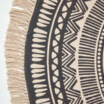 Mandala Printed 100% Cotton Round Rug | 140cm | Black & White