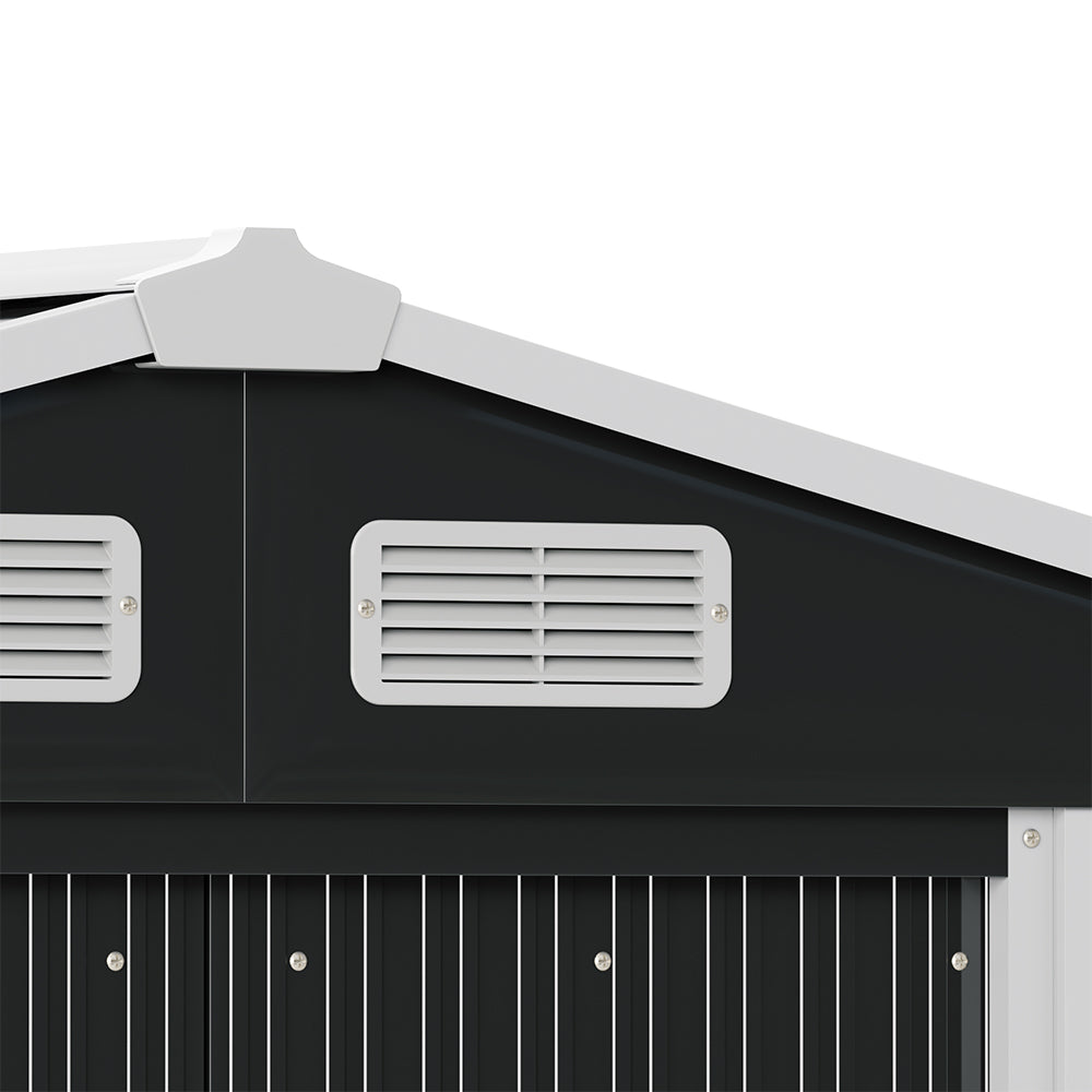 4 x 7ft Outdoor Metal Storage Shed with Foundation Base, Double Sliding Doors, 4 Ventilation Vents, Weatherproof Garden Tool Shed