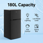 180l Double Door Fridge Freezer With Separate Cooling Zones | Black