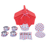 Red Wicker Basket And Tea Set, Pretend Play, Role Play Toys