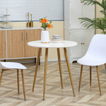 Dining Table With Matte Round Top, Metal Base