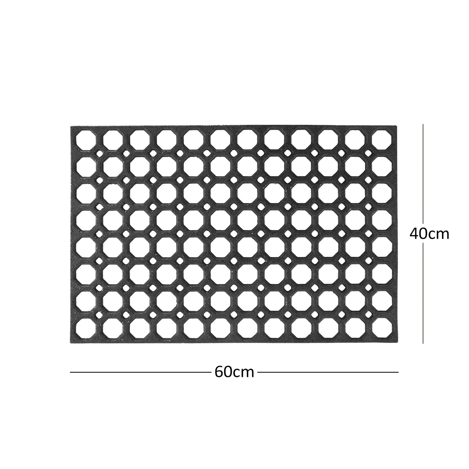 Rubber Ring Entrance Doormat | 40 x 60cm | Black