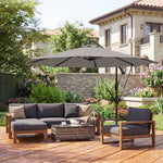 3 M Cantilever Parasol, Offset Umbrella With Cover And Wind Ropes | Light Grey