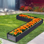 L-shaped Galvanized Steel Raised Garden Bed Raised Planter Box | Charcoal Black