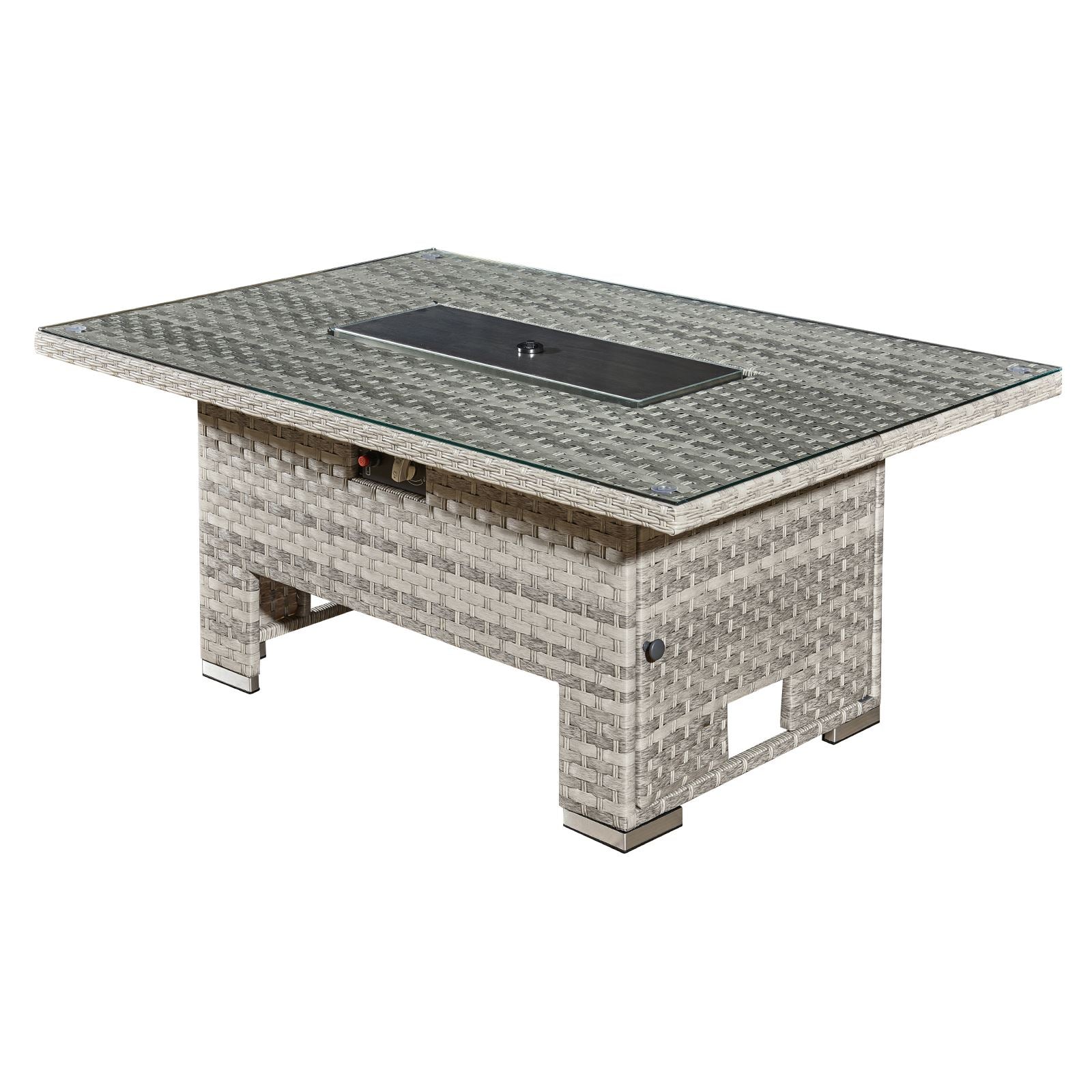 Icarus Rattan Rising Firepit Table | Dove Grey