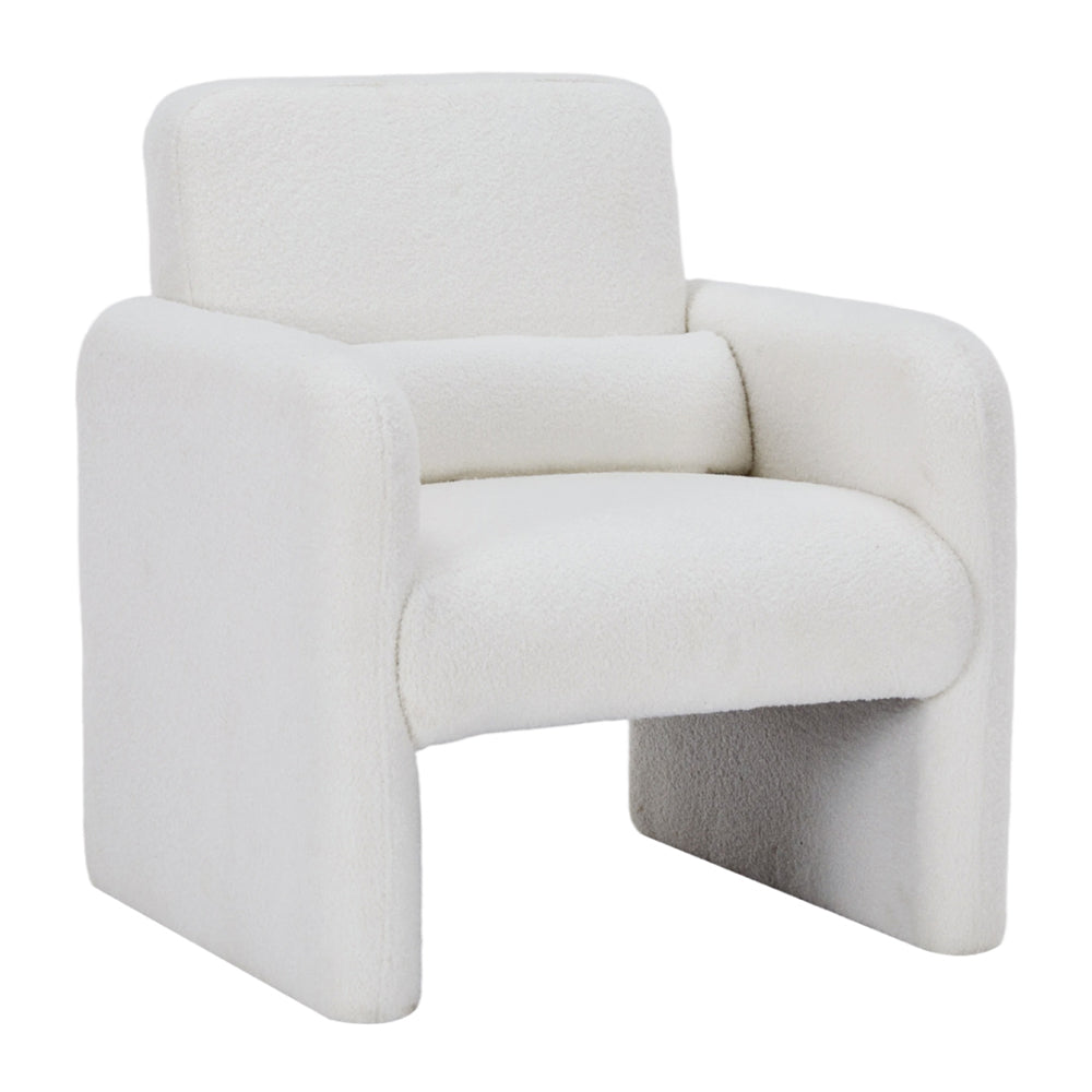Teddy Fleece Modern Accent Chair With Lumbar Pillow