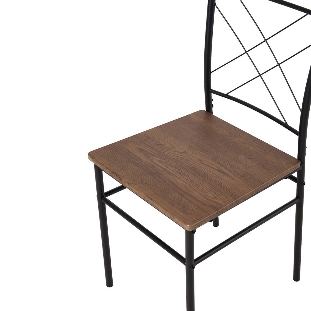 5-piece Dining Table Set With 4 Chairs, Oak Wood Grain Mdf Top & Black Metal Frame