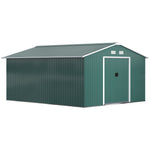 Garden Shed Storage Unit With Locking Door Floor Foundation | Large | Forest Green