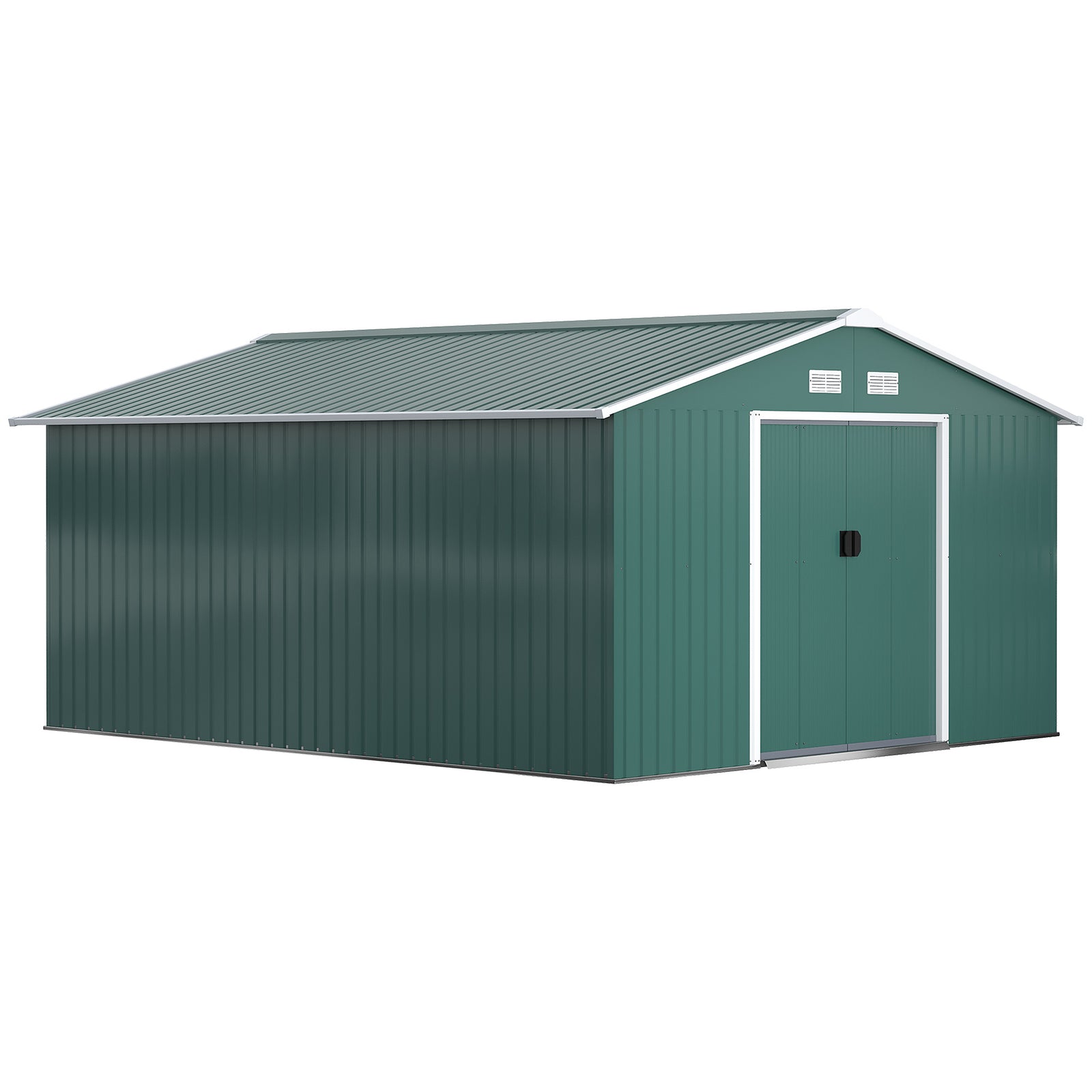 Garden Shed Storage Unit With Locking Door Floor Foundation | Large | Forest Green