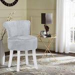Modern Plush Upholstered Dressing Chair With White Legs Small Vanity Makeup Chair