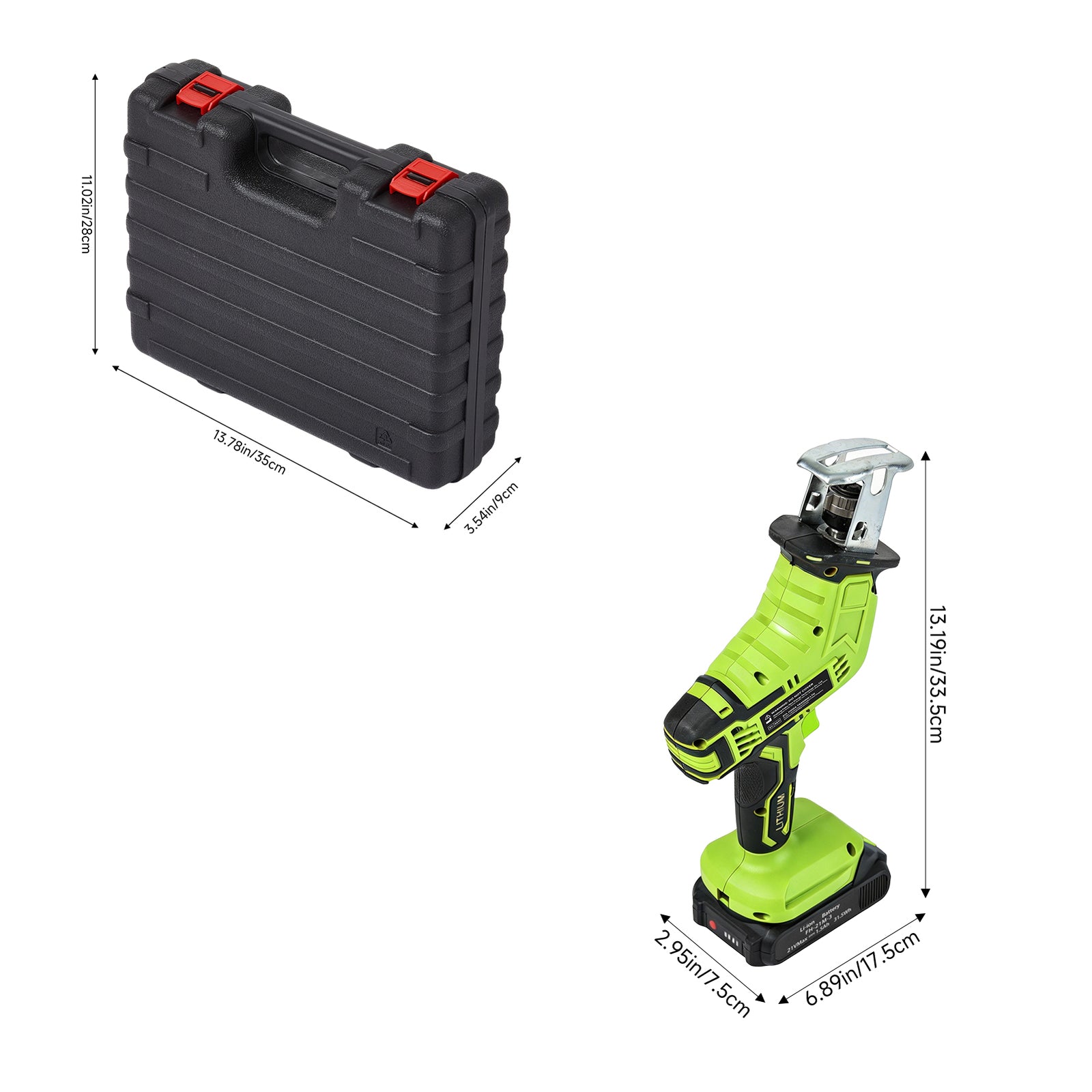 Breeins 21v Cordless Reciprocating Saw Green With 2 Batteries & Case
