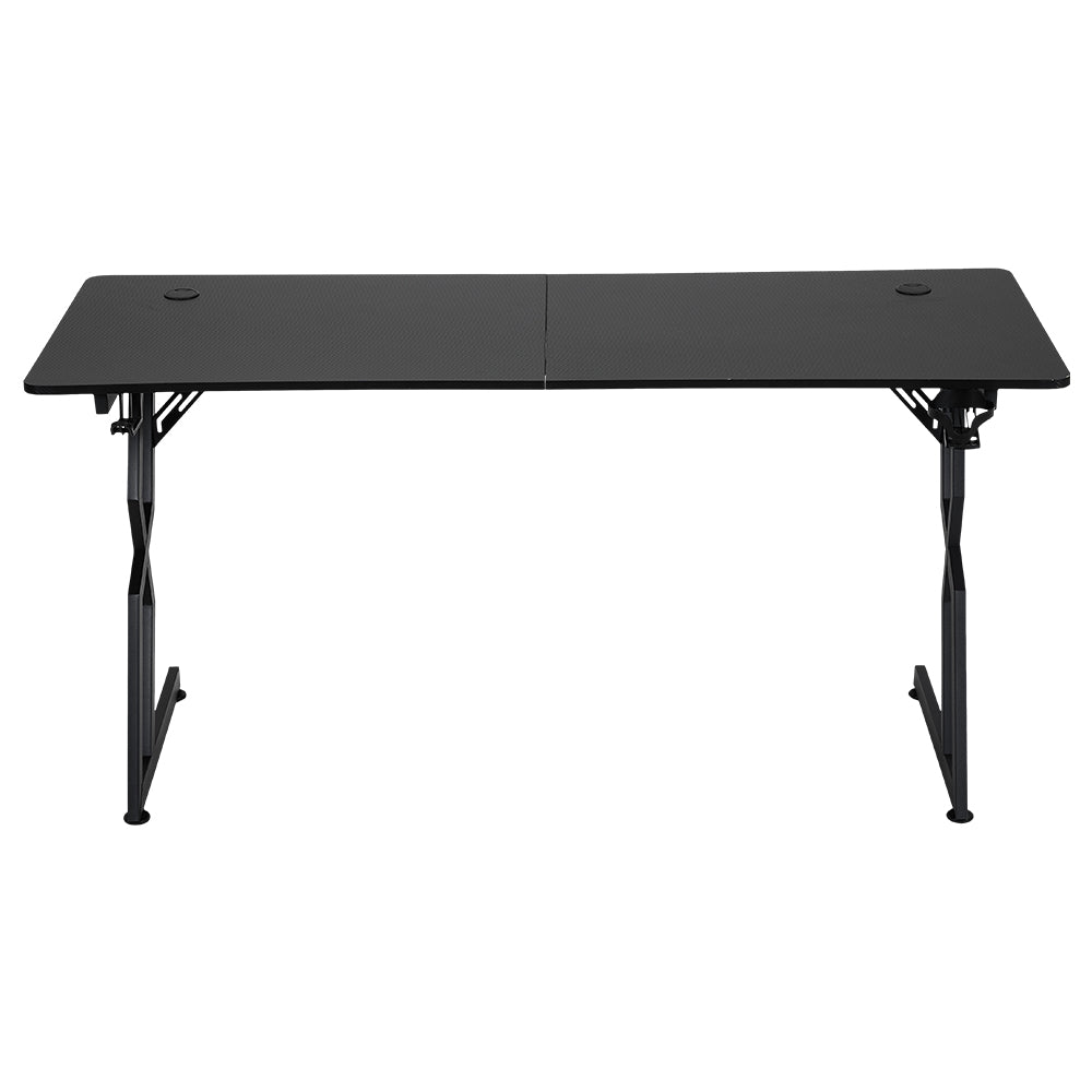 120cm/140cm W Gaming Desk With Mouse Pad, Cup Holder & Headphone Hook Sturdy Computer Table | Small | Black