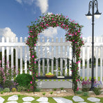 Outsunny Garden Bench, Metal Garden Loveseat With Arch For Climbing Plants