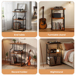 Levede 3 Tier Record Player Stand Turntable Vinyl End Side Table 2 Storage Shelf
