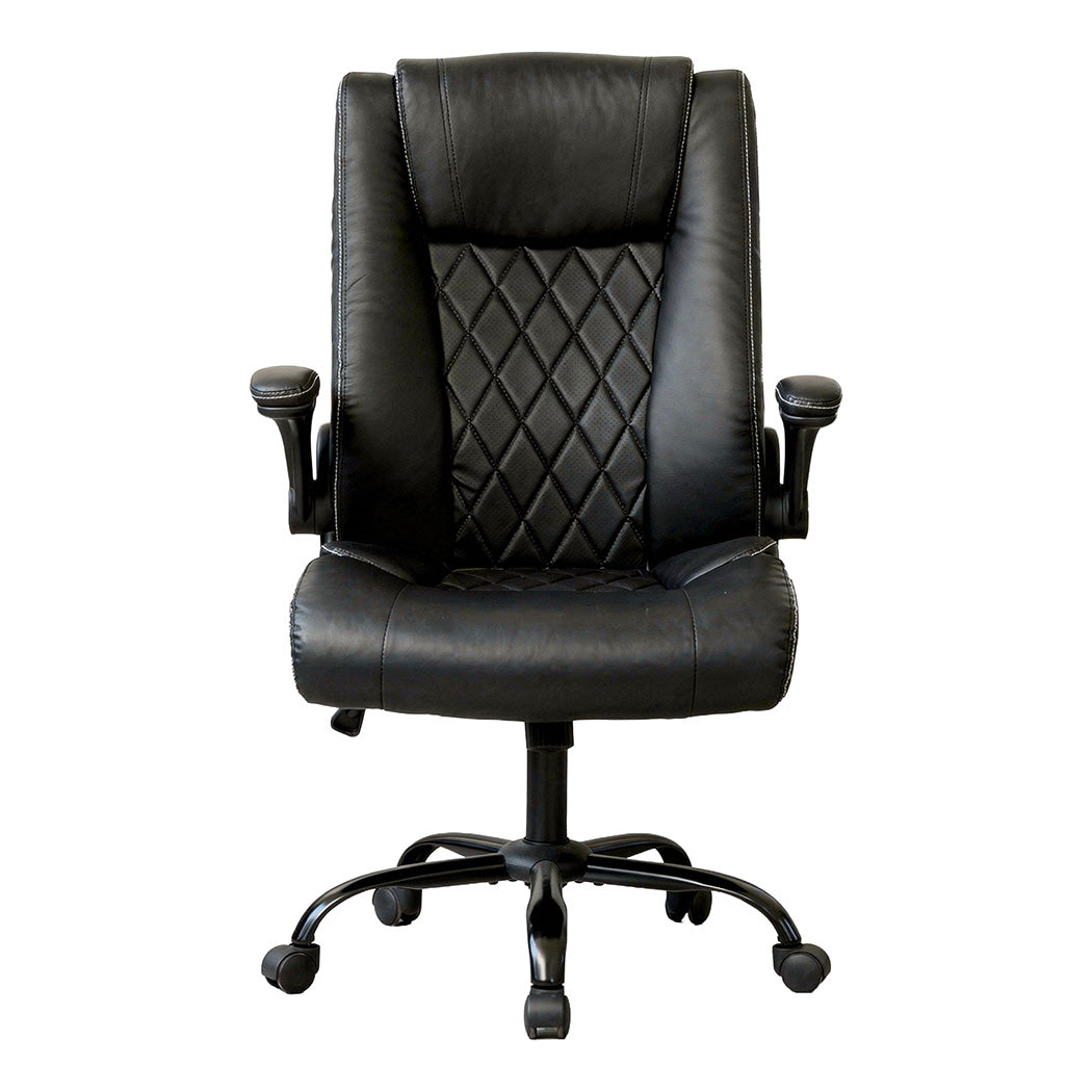 Executive Office Chair Pu Leather Reclining Desk Chair Flip-up Armrests | Black