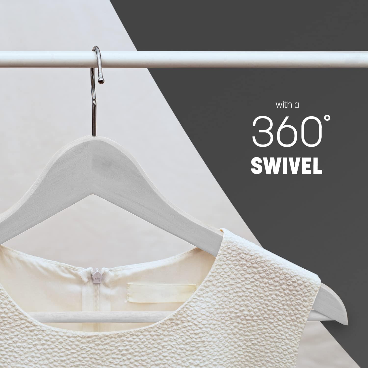 20 Pack Wooden Clothes Hangers With Non Slip Bar | White