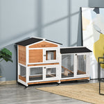 Wooden Rabbit Hutch Guinea Pig Cage W/ Wheels, Run, Ramp | Yellow