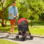 3 In 1 Pet Stroller, Detachable Dog Cat Travel Carriage | Red