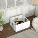 Pawhut Dog Whelping Box With Whelping Pad, Adjustable Entrance | White