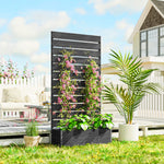 Outsunny Raised Garden Bed With Trellis Standing Patio Planter Box Black