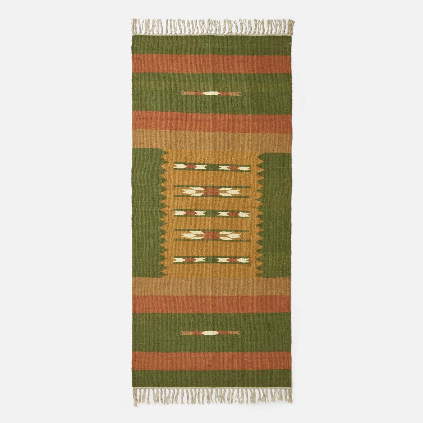 Lundi Kilim  Cotton & Jute Rug | 180cm x 90cm | Green