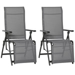 Set Of 2 Outdoor Sun Recliner Loungers W/adjustable Footrest | Gray