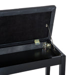 Classic Piano Bench Padded Seat Makeup Stool Solid Wood | One Size | Black