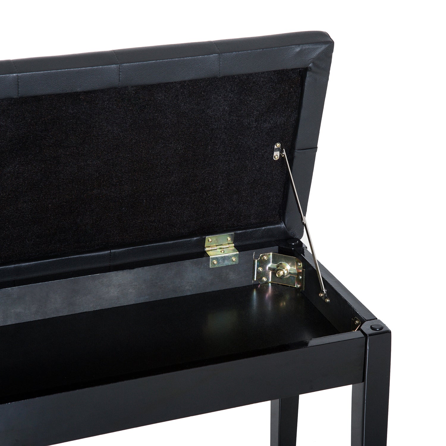 Classic Piano Bench Padded Seat Makeup Stool Solid Wood | One Size | Black